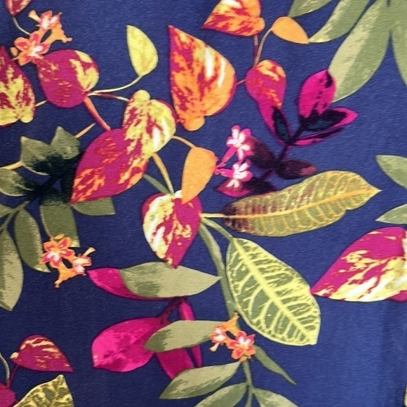 J. Jill Wide Leg Cropped Pant Women's S Blue Multi Tropical Smocked Waist - Picture 8 of 11